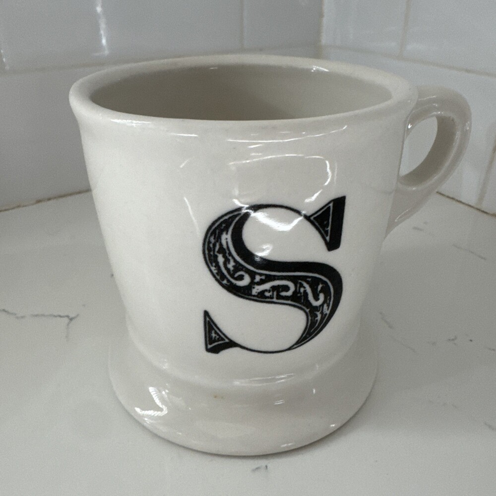 Anthropologie Monogram Initial Coffee Mug Cup White Letter S - Picture 8 of 12
